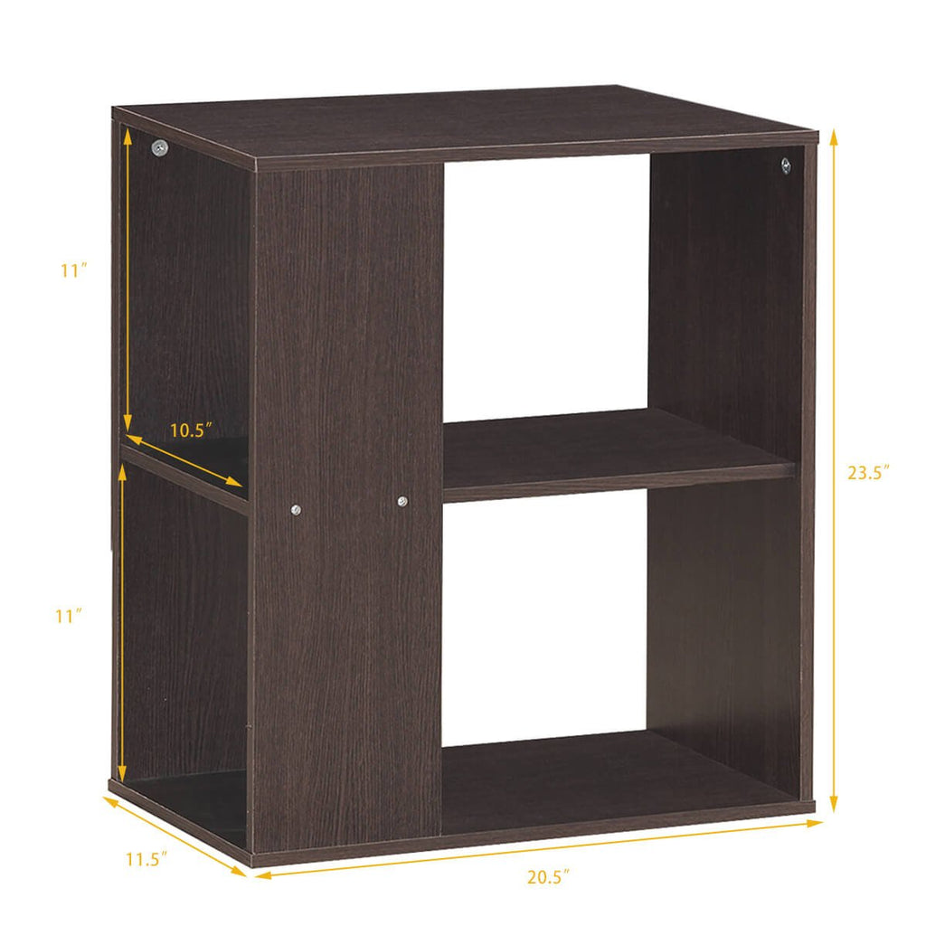 3 Tier Open Shelf Side End Table in Brown Engineered Wood
