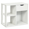 3 Tier Side Table with Drawer and Three Open Compartments, White