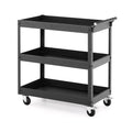 3-Tier Utility Cart Rolling Metal Cart with Handle and Universal Wheels-Black