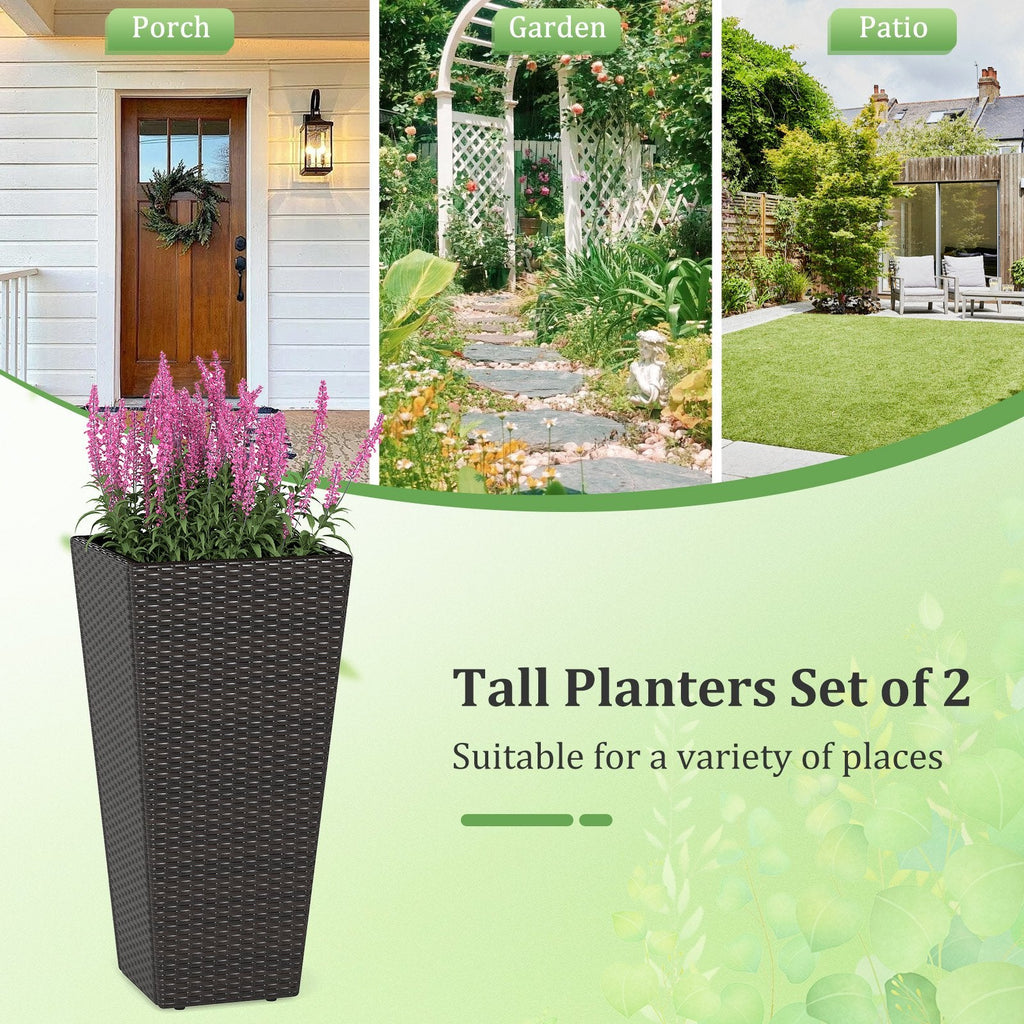30 Inch Modern Decorative Planter Pots Set of 2 with Open-ended Base