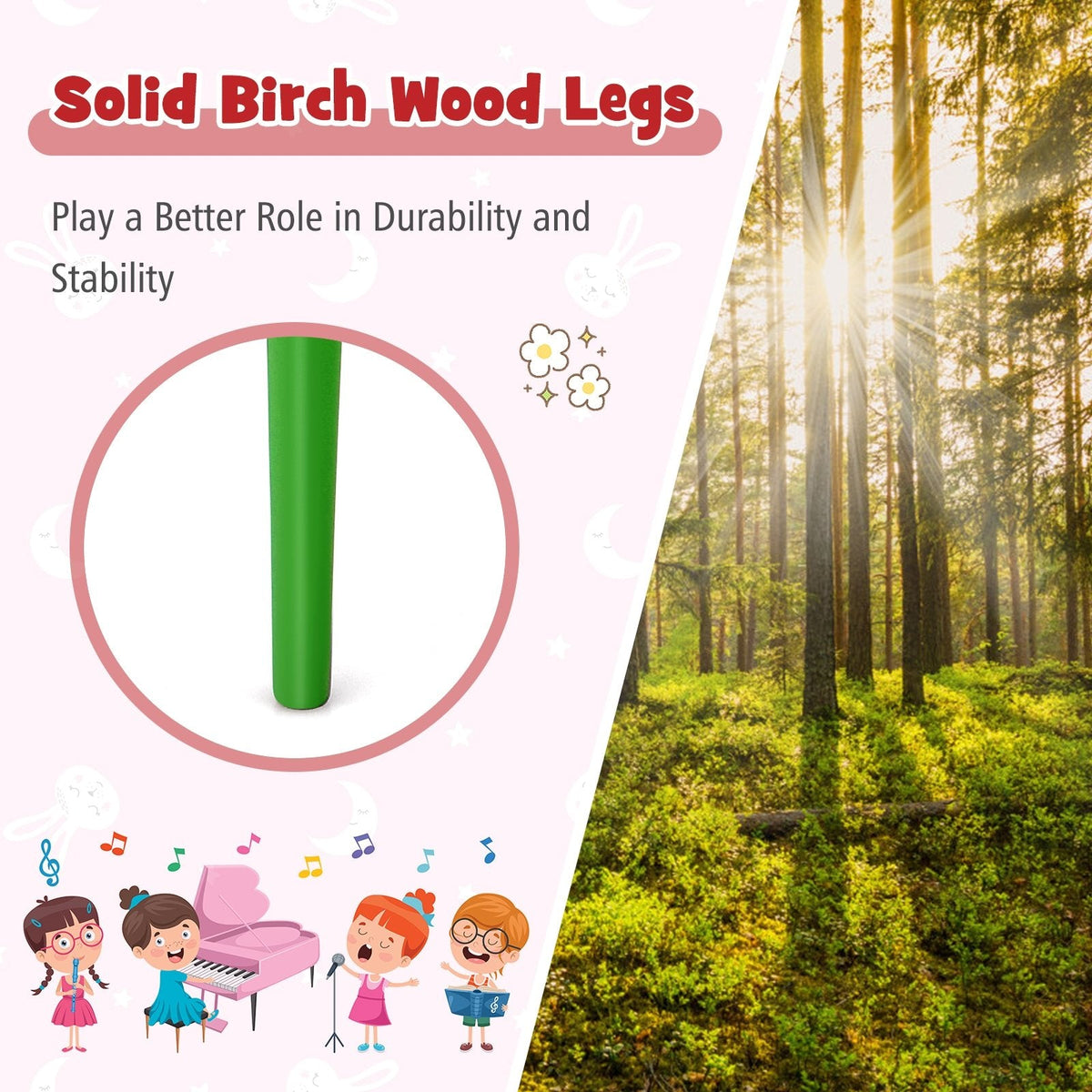 30-Key Wood Toy Kids Grand Piano with Bench and Music Rack-Multicolor