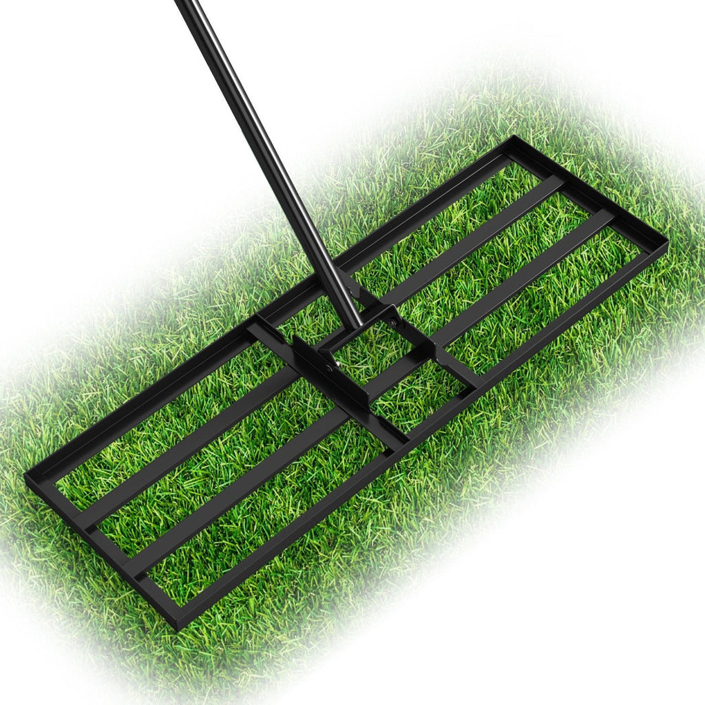 30 x 10 Inch Lawn Leveling Rake with Ergonomic Handle-Black