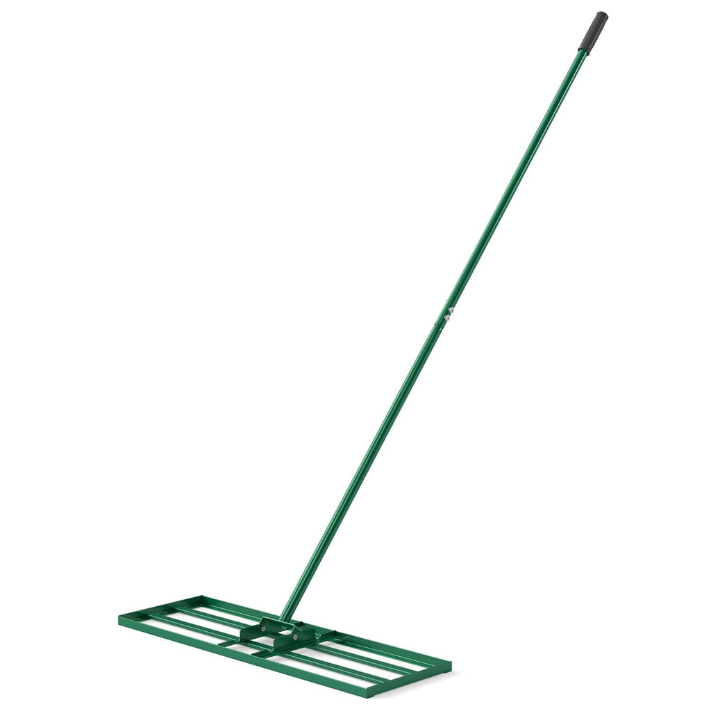 30 x 10 Inch Lawn Leveling Rake with Ergonomic Handle-Green