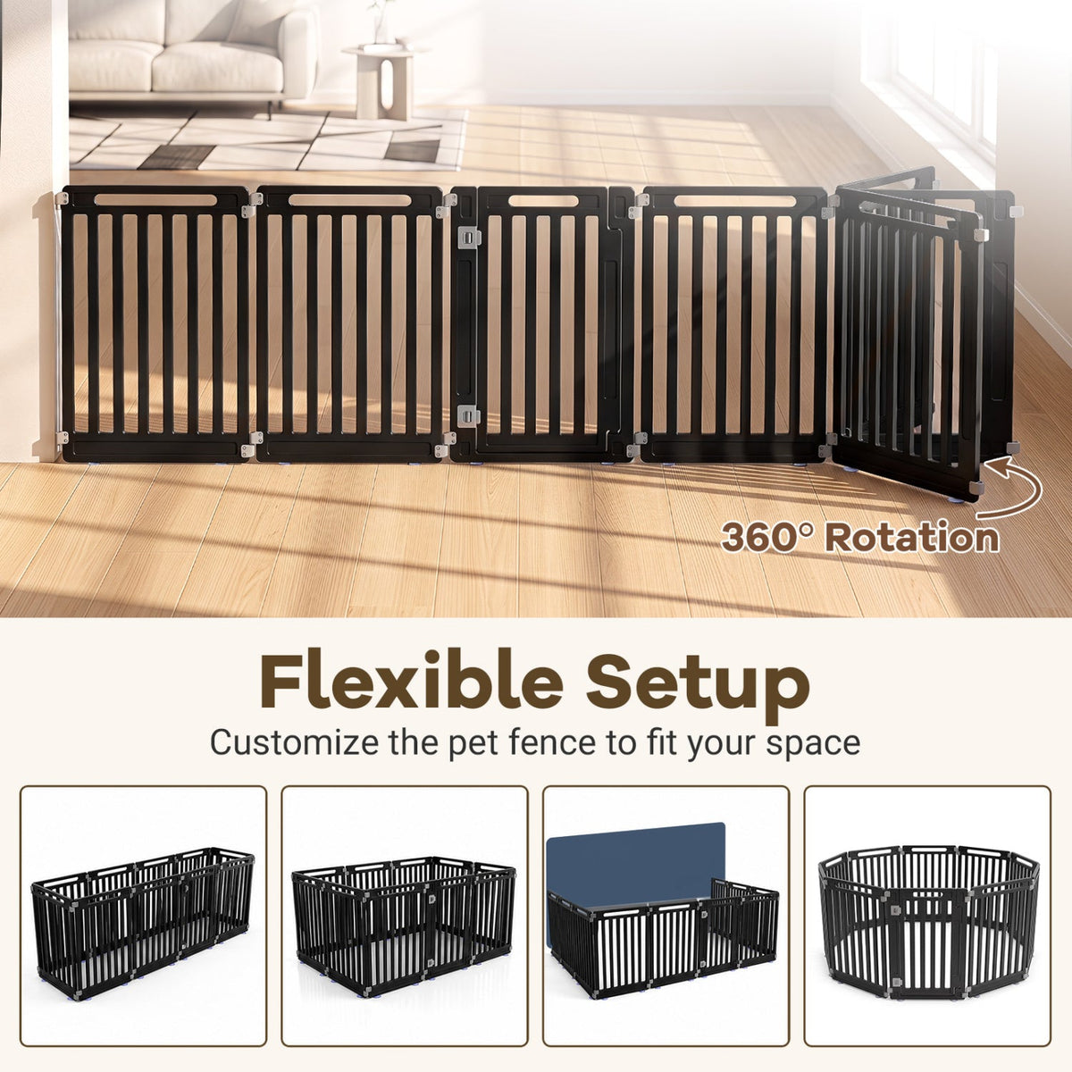 31.5 inches Height Indoor Outdoor Dog Playpen with 10 Panels-Black