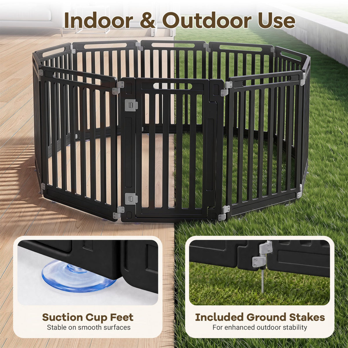 31.5 inches Height Indoor Outdoor Dog Playpen with 10 Panels-Black