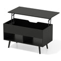 31.5 Inch Lift Top Coffee Table with Hidden Compartment and 2 Storage Shelves, Black