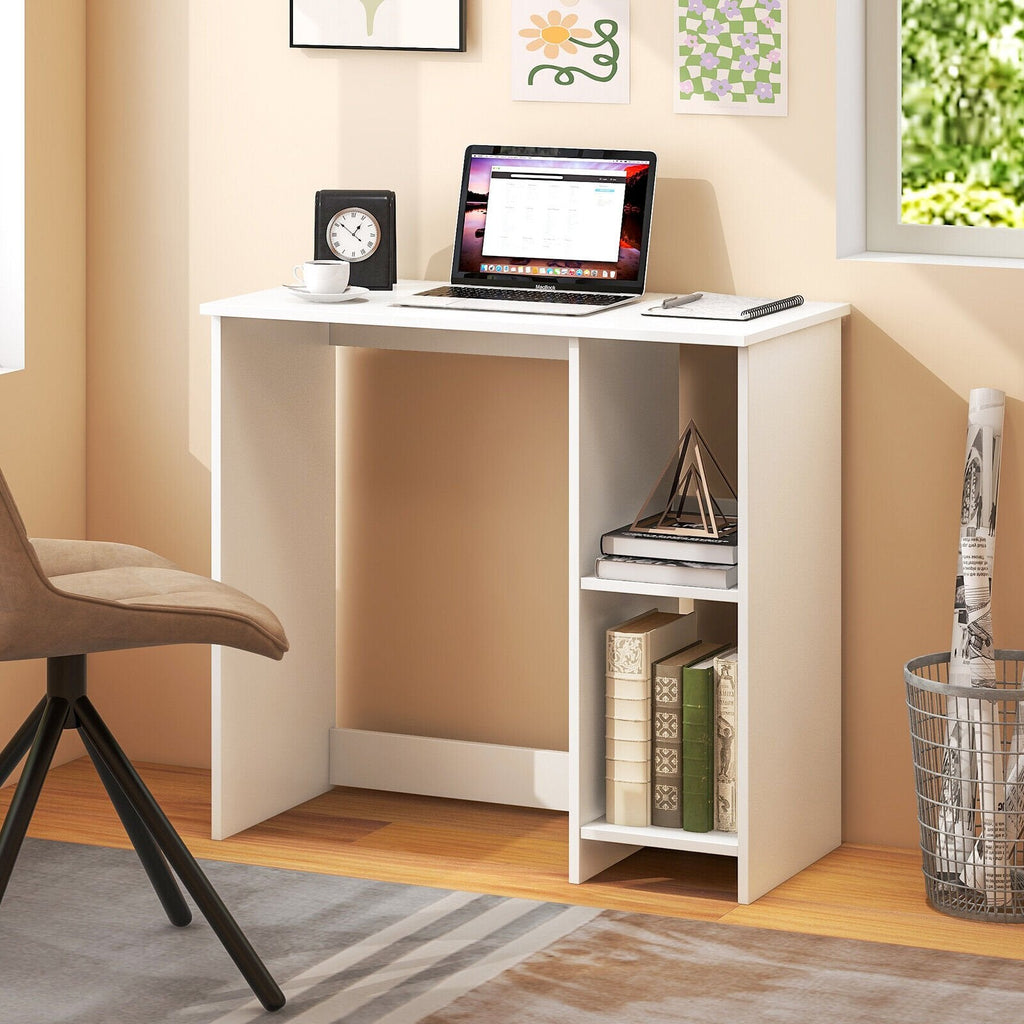 31.5 Inch Modern Home Office Desk with 2 Compartments-White