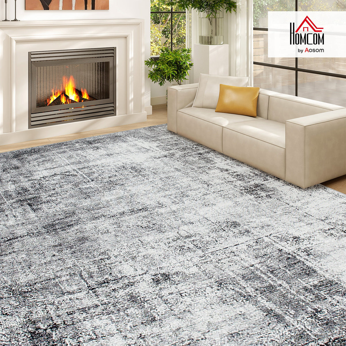 Area Rug for Living Room 5x7, Modern Abstract Machine Washable Rug, Non-Slip Carpet for Bedroom, Dining Room, Grey