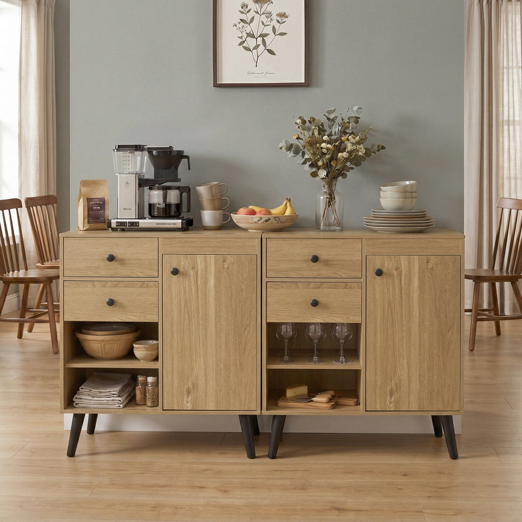31 inches Sideboard Cabinet with 2 Open Compartments and 2 Drawers-Natrual