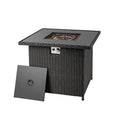 32.5 Inch Propane Fire Pit Table 5000 BTU with Tempered Glass Tabletop-Black