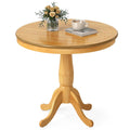 32 Inch Wooden Round Pub Pedestal Side Table-natural