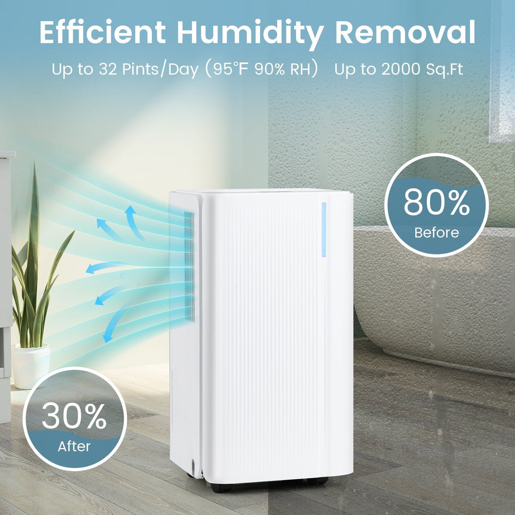 32 Pint Portable Dehumidifier for 2000 Sq Ft, 9 Pints DOE, CSA Certified, 36 dB, 0.55 Gallon Tank