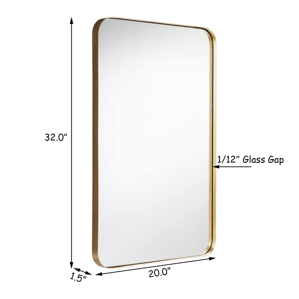 32 Inch x 20 Inch Metal Frame Wall-Mounted Rectangle Mirror-Golden