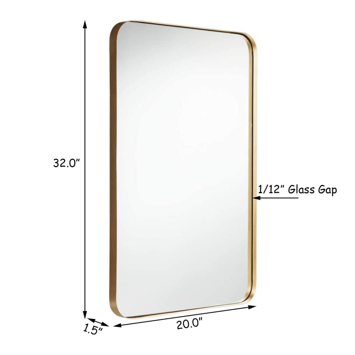 32 Inch x 20 Inch Metal Frame Wall-Mounted Rectangle Mirror-Golden