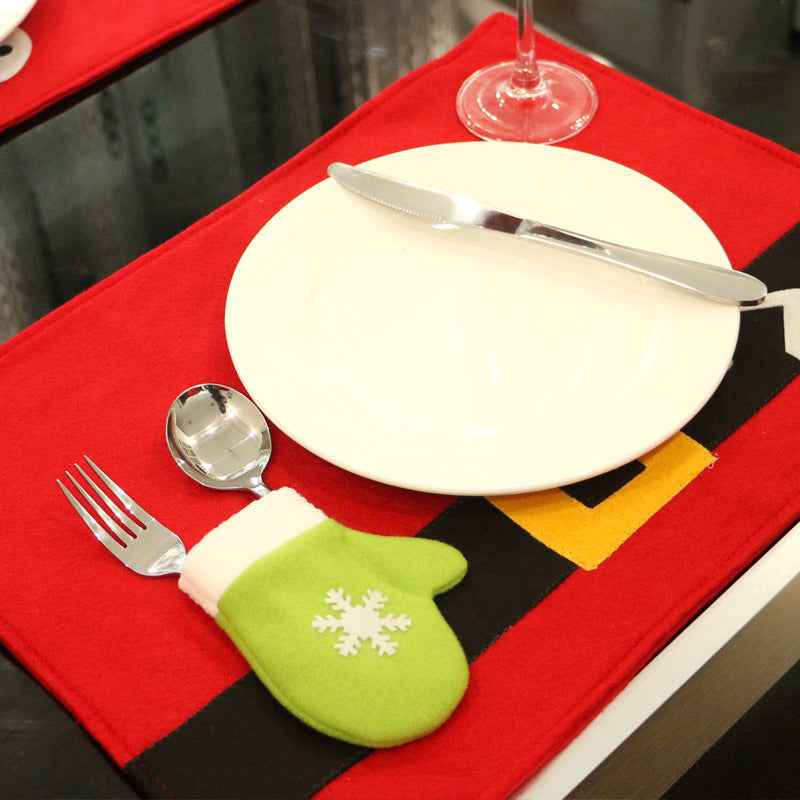 Christmas Table Mat - Holiday Placemat with Cutlery Holder
