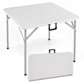 34 Inch Square Foldable Card Table with Carrying Handle-White