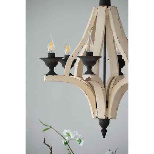 6-Light Wood Chandelier with Adjustable Chain (United States Delivery Only)
