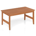 35.5 inches Solid Wood Outdoor Coffee Table with Rectangular Slatted Top and Teak Finish