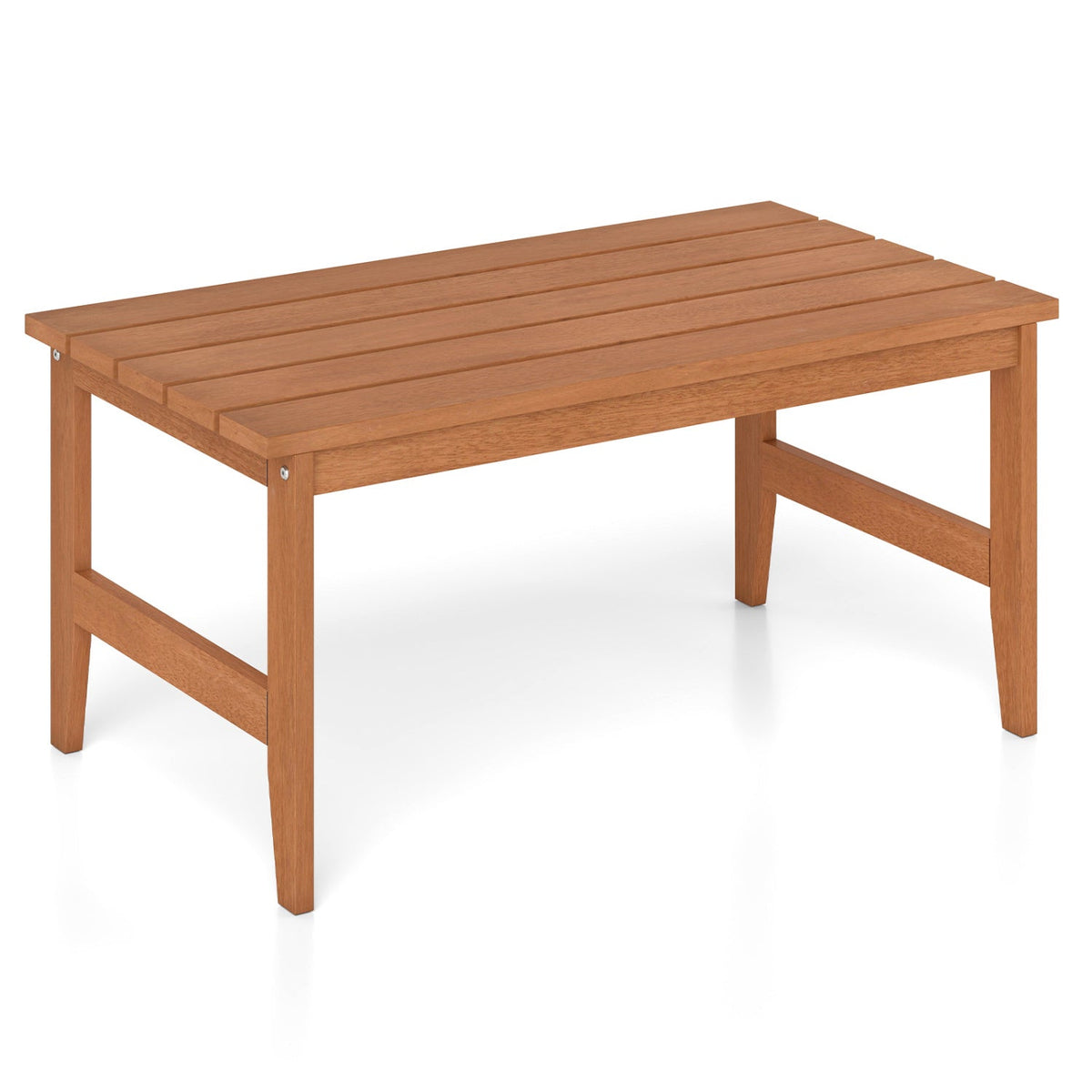 35.5 inches Solid Wood Outdoor Coffee Table with Rectangular Slatted Top and Teak Finish