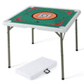 35 Inch 4 Player Game Card Folding Mahjong Table with Cup Holders-Light Green