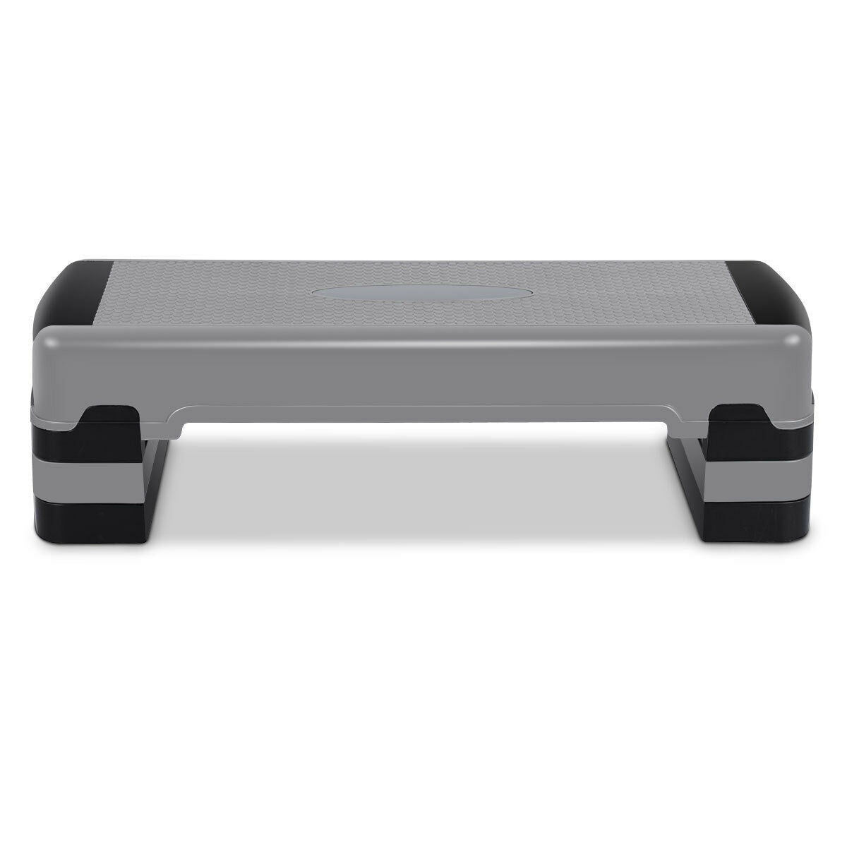 35 Inch Aerobic Cardio Adjustable Exercise Stepper with Risers-Gray