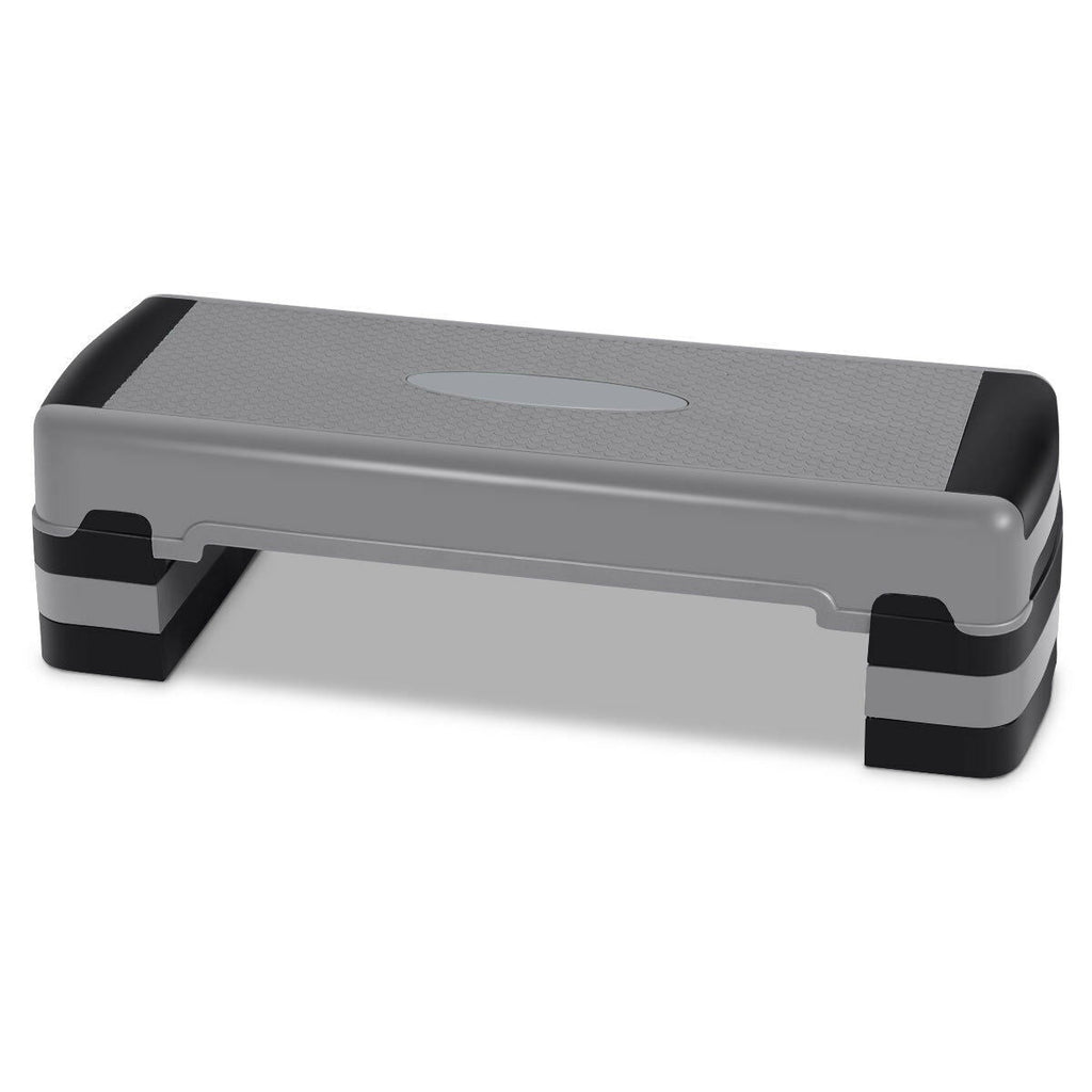 35 Inch Aerobic Cardio Adjustable Exercise Stepper with Risers-Gray