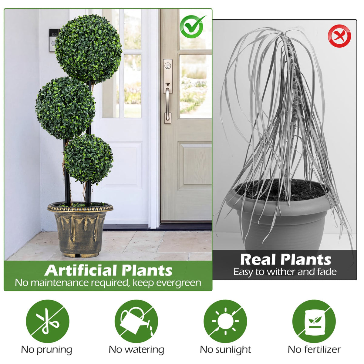 35 Inches Artificial Boxwood Topiary Tree Triple Ball Shrubs