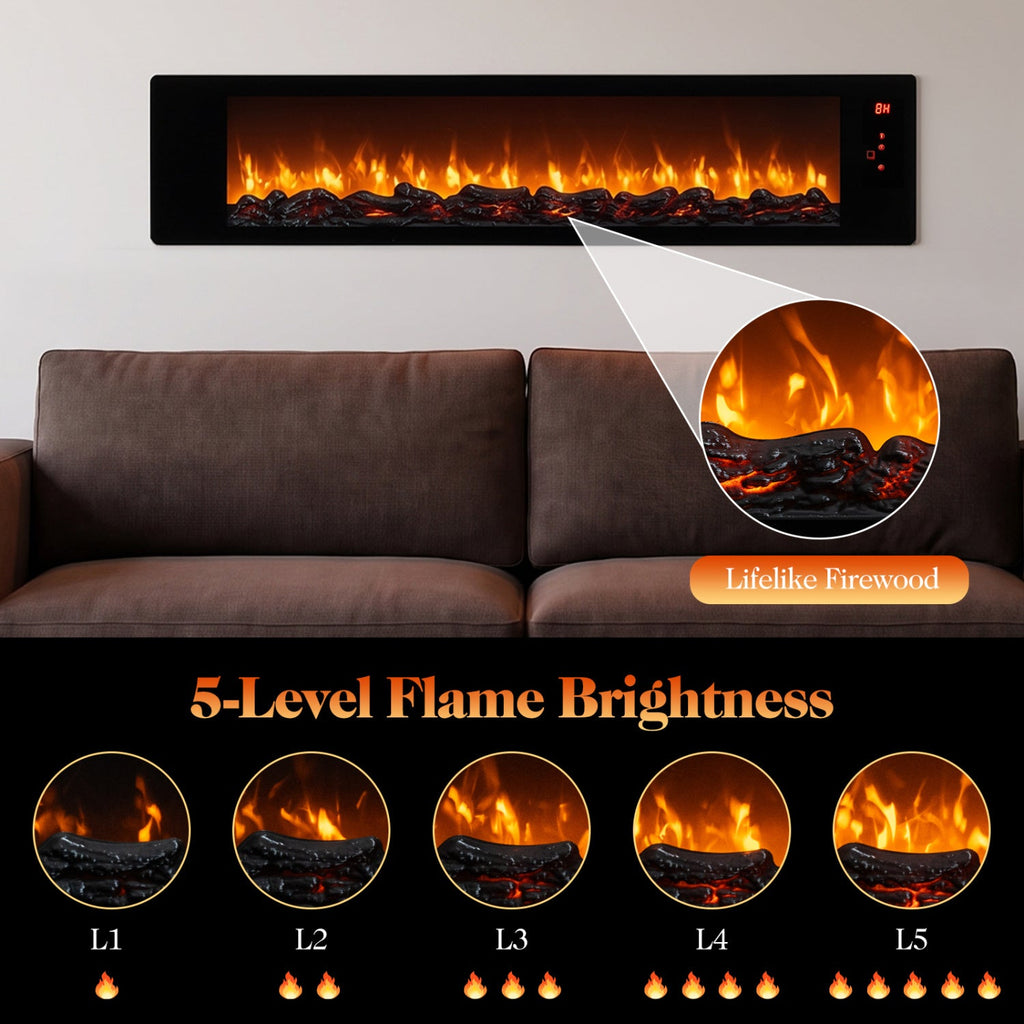 36 inches Electric Fireplace with 5-Level Adjustable Brightness and Speed