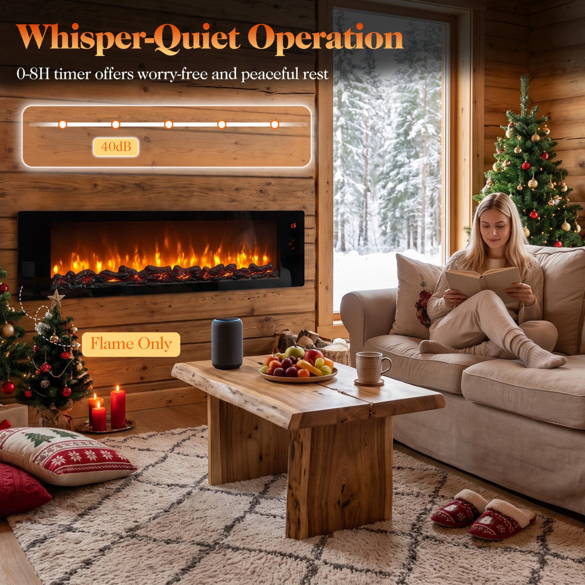 36 inches Electric Fireplace with 5-Level Adjustable Brightness and Speed