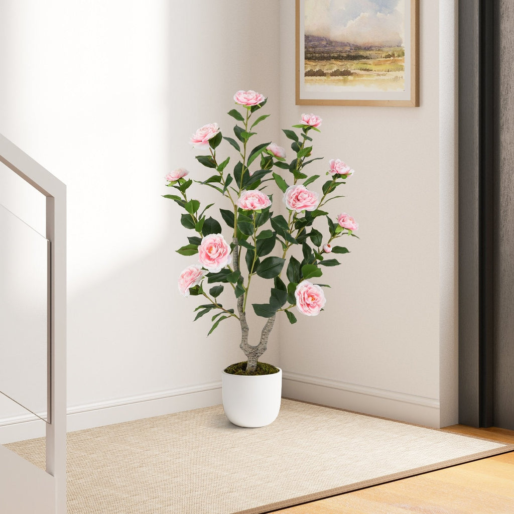 36 Inch Artificial Camellia Tree with Blooming Flower 1 Pack-Pink