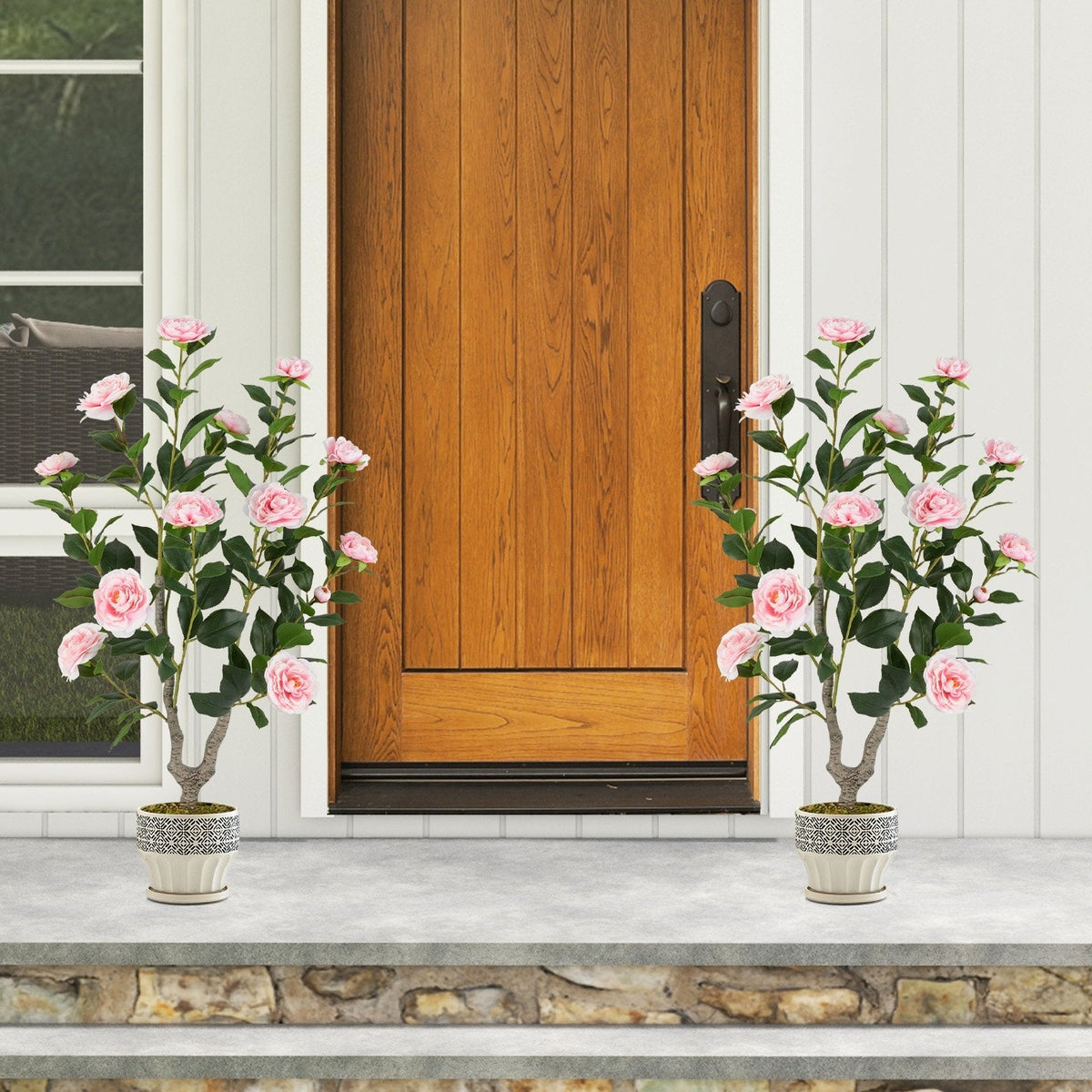 36 Inch Artificial Camellia Tree with Blooming Flower 1 Pack-Pink