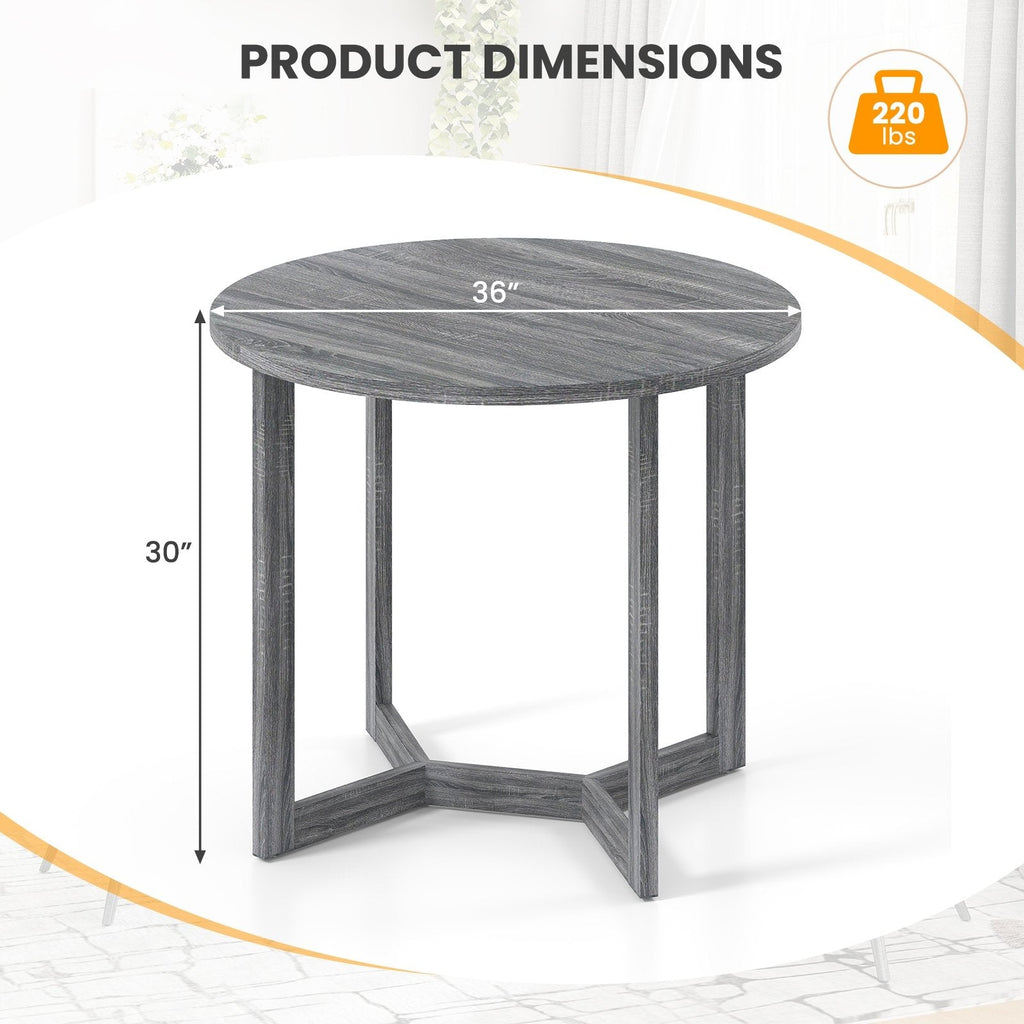 36 Inch Round Wood Dining Table for 2-4 People with Wing-shaped Pedestal Base-Black