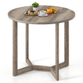 36 Inch Round Wood Dining Table for 2-4 People with Wing-shaped Pedestal Base-Grey