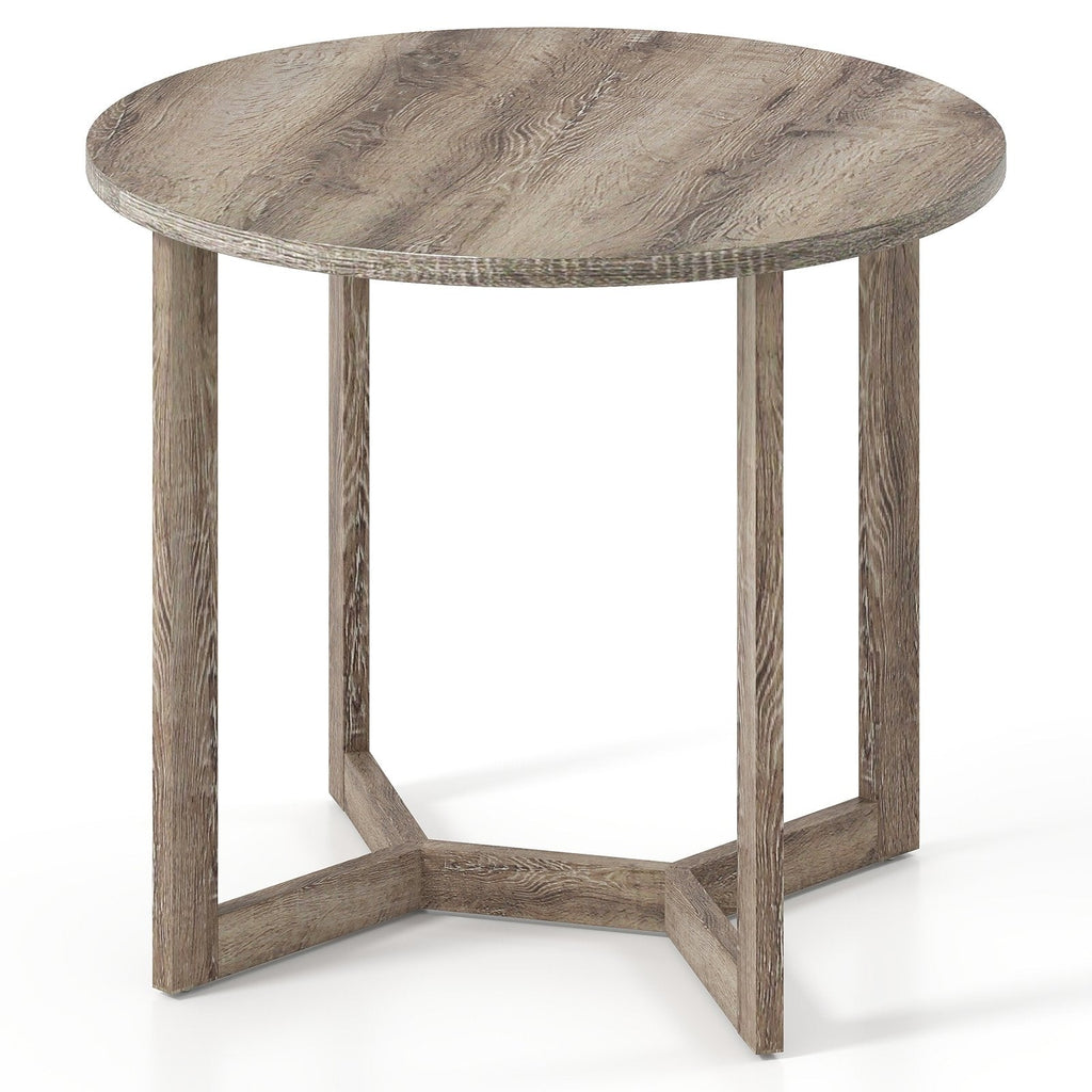 36 Inch Round Wood Dining Table for 2-4 People with Wing-shaped Pedestal Base-Grey
