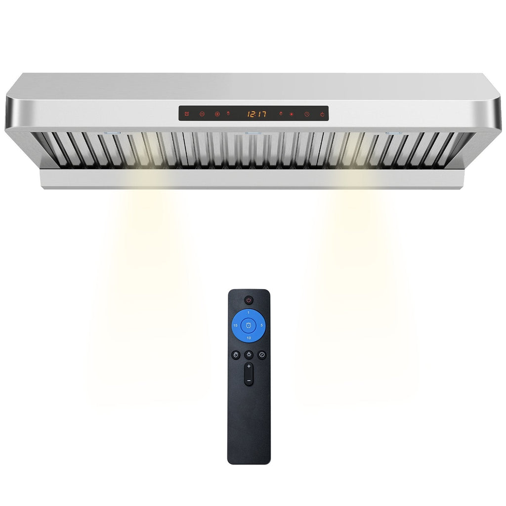 36 Inch Under Cabinet Range Hood 900 CFM Kitchen Stove Vent with Oil Collector-Silver