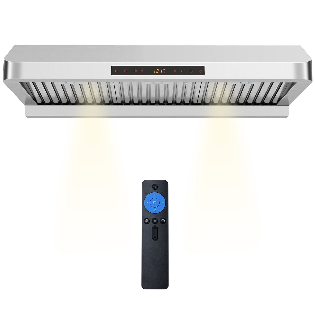 36 Inch Under Cabinet Range Hood 900 CFM Kitchen Stove Vent with Oil Collector-Silver