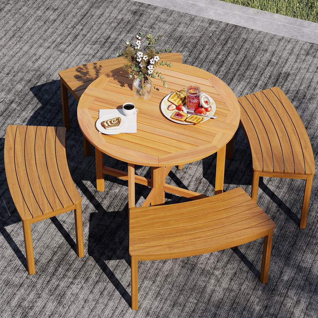 36 Inches Outdoor Folding Round Dining Table with Slatted Tabletop [Best Seller in the US]