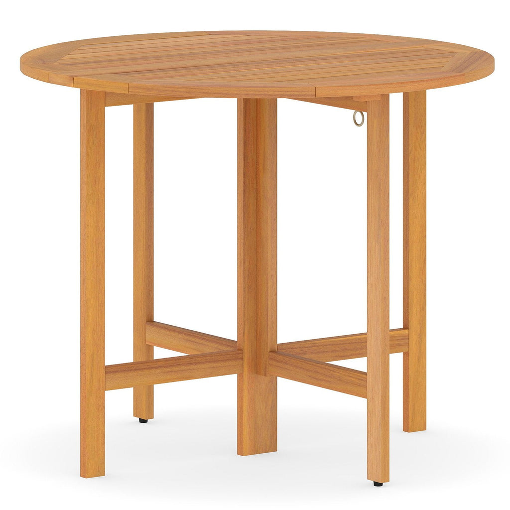 36 Inches Outdoor Folding Round Dining Table with Slatted Tabletop [Best Seller in the US]