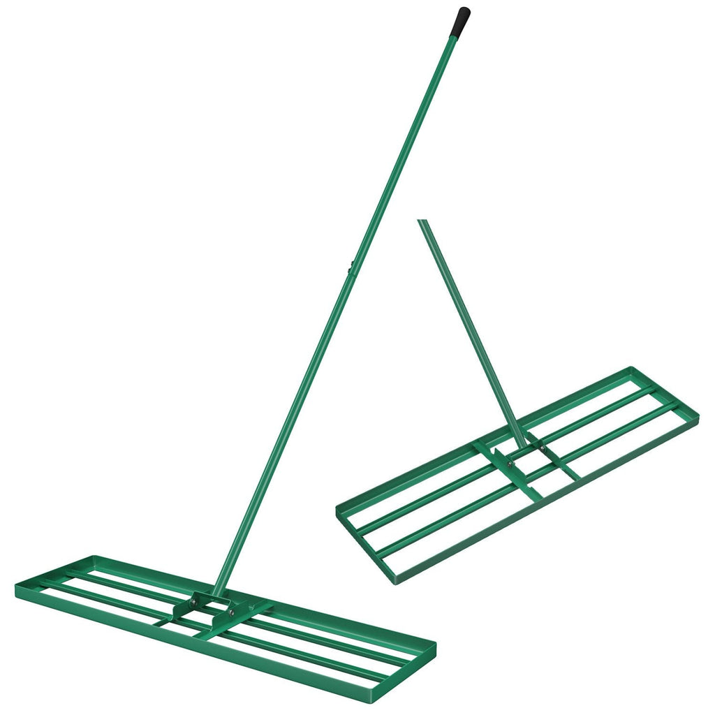 36 x 10 Inch Lawn Leveling Rake with Ergonomic Handle-Green