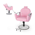 360°Swivel Reclining Salon Chair for Hair Stylist-Pink
