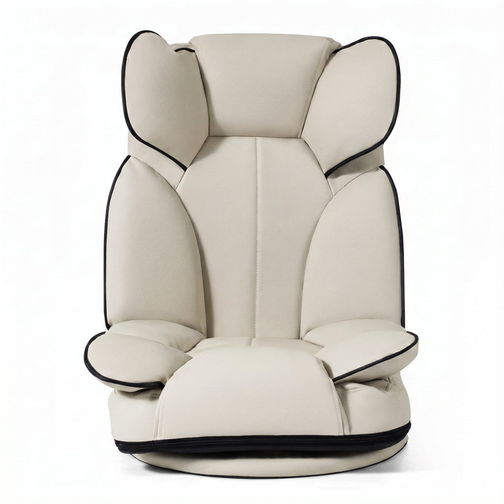 360 Degree Swivel Floor Gaming Chair with 6-Position Adjustable Backrest and Sponge Filling-Beige
