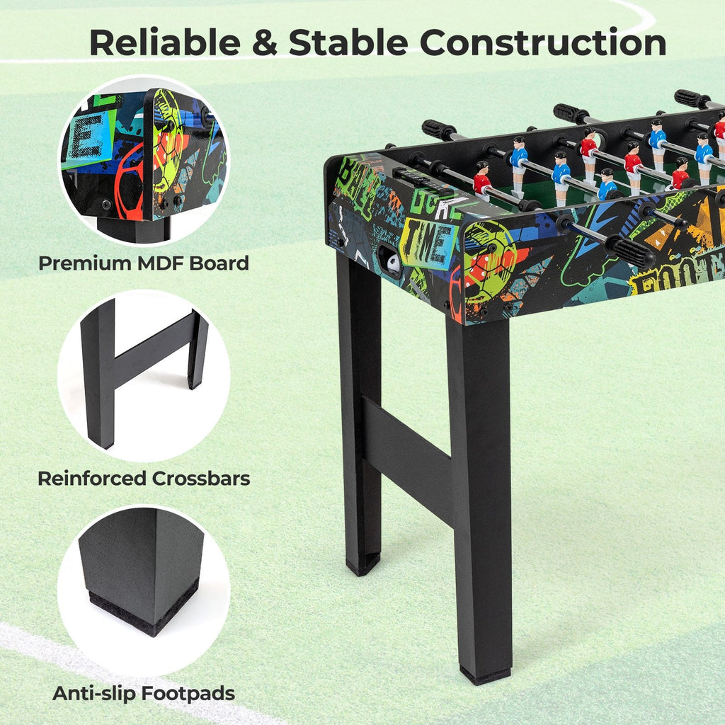 37 Inch Mini Foosball Table 2-in-1 Game Table with Detachable Legs for Tabletop-Black