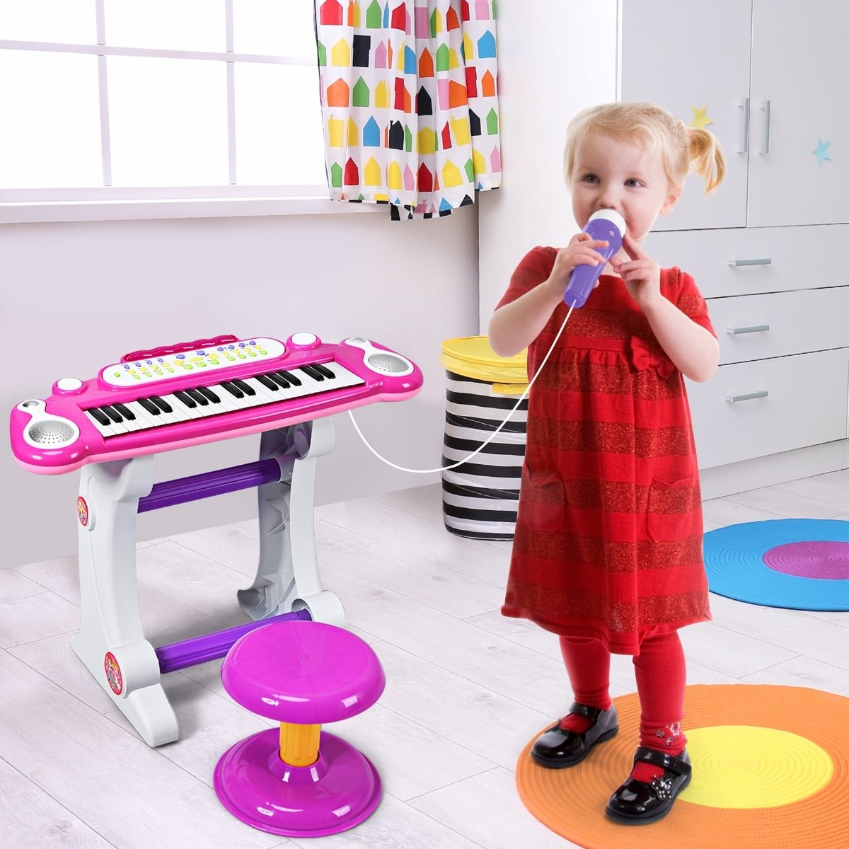 37 Key Electronic Keyboard Kids Toy Piano-Pink
