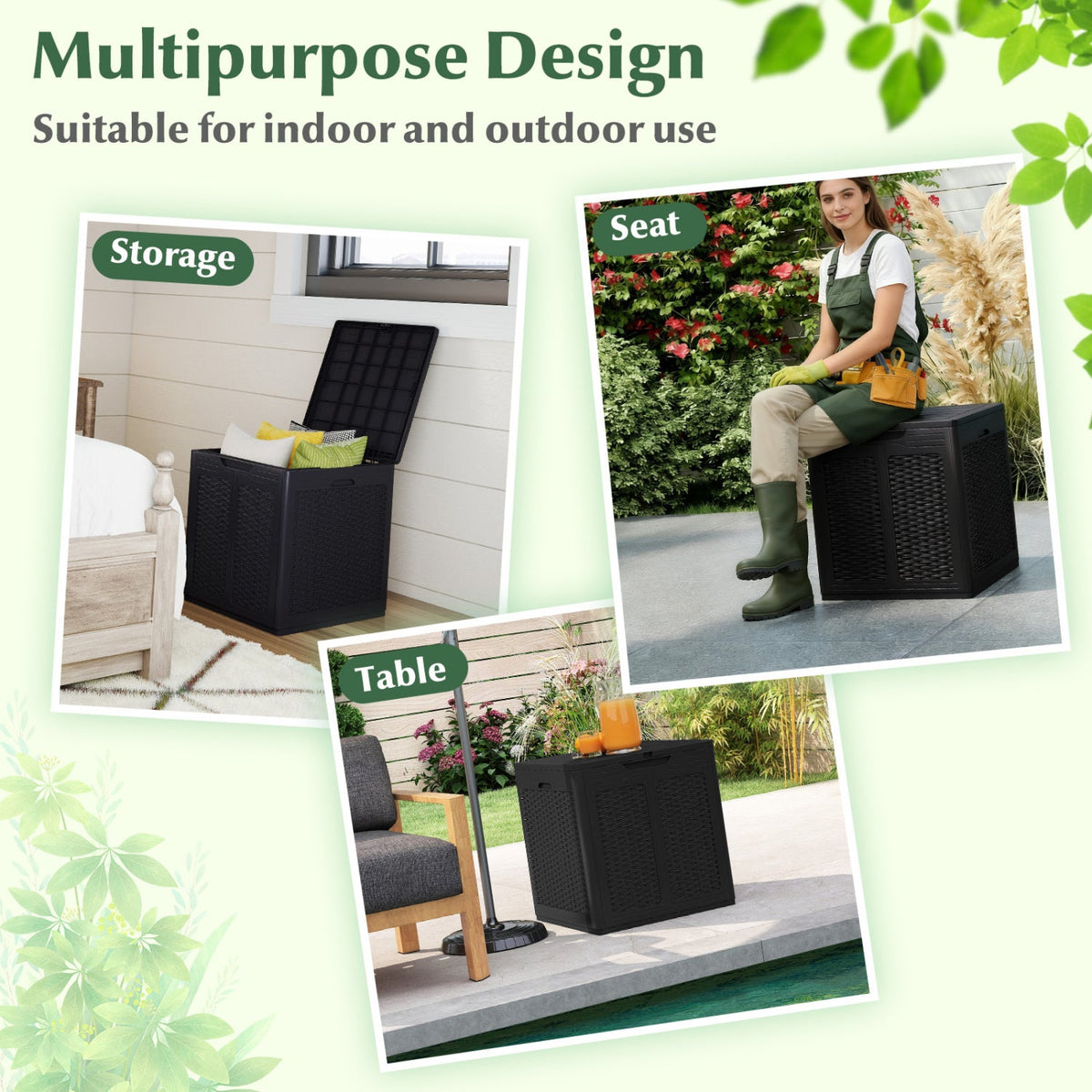 39 Gallon Deck Box with Lockable Lid Package Delivery Box for Patio Furniture Cushions-Black
