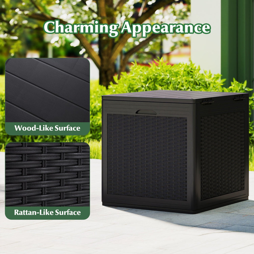 39 Gallon Deck Box with Lockable Lid Package Delivery Box for Patio Furniture Cushions-Brown