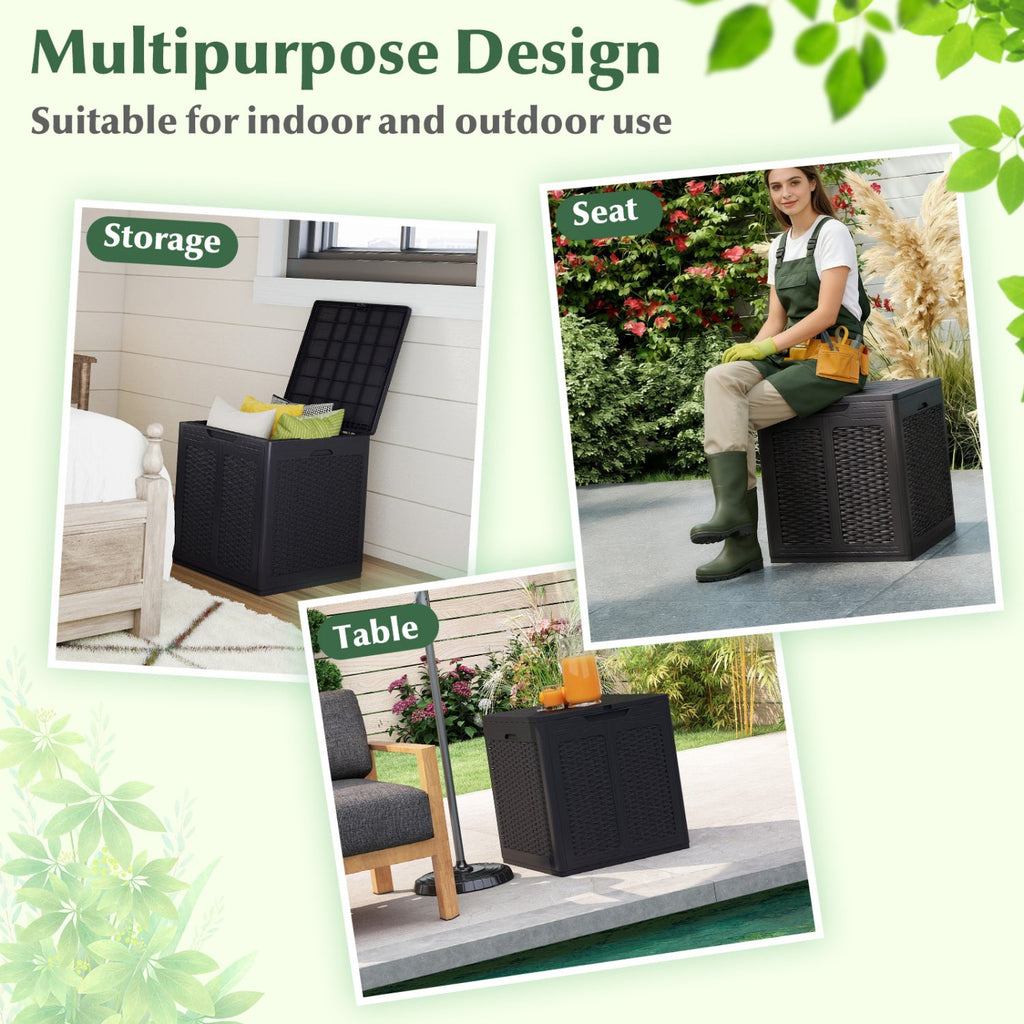 39 Gallon Deck Box with Lockable Lid Package Delivery Box for Patio Furniture Cushions-Brown