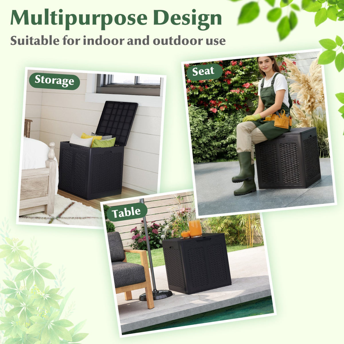 39 Gallon Deck Box with Lockable Lid Package Delivery Box for Patio Furniture Cushions-Brown