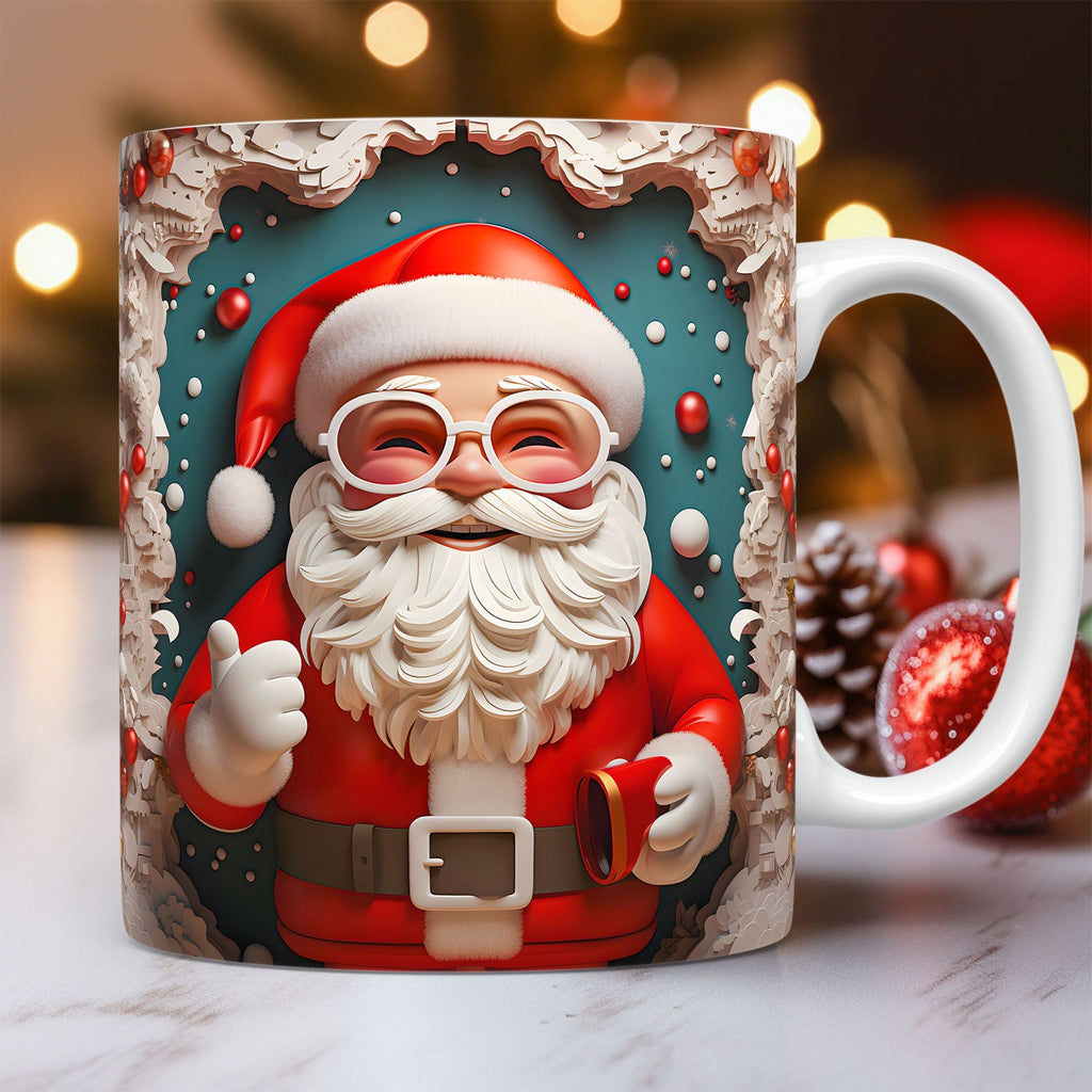 Creative 3D Christmas Ceramic Mug – Santa Claus Design