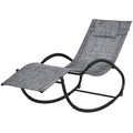 Outdoor Rocking Chair, Patio Zero Gravity Rocker with Mesh Seat and Padded Pillow for Indoor, Garden, Grey