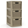 3-Drawer Storage Organizer with Wicker Patterns-Black